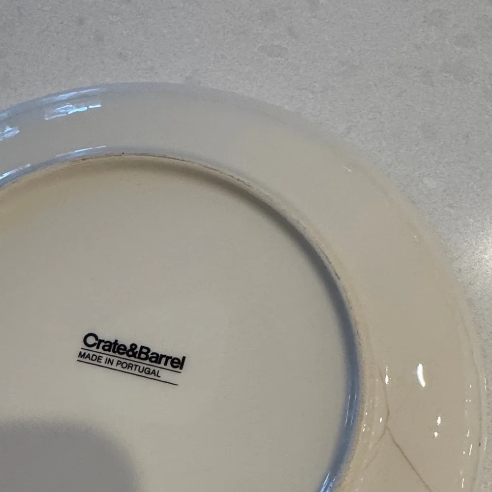 Crate&Barrel Botanical Dinnerware Set - Cream and Green 1 plate has small chips